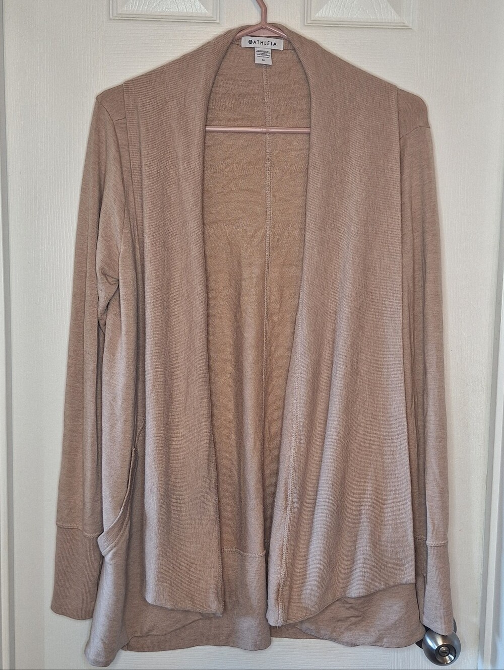 Athleta Open-Front Drape Cardigan in Light Taupe